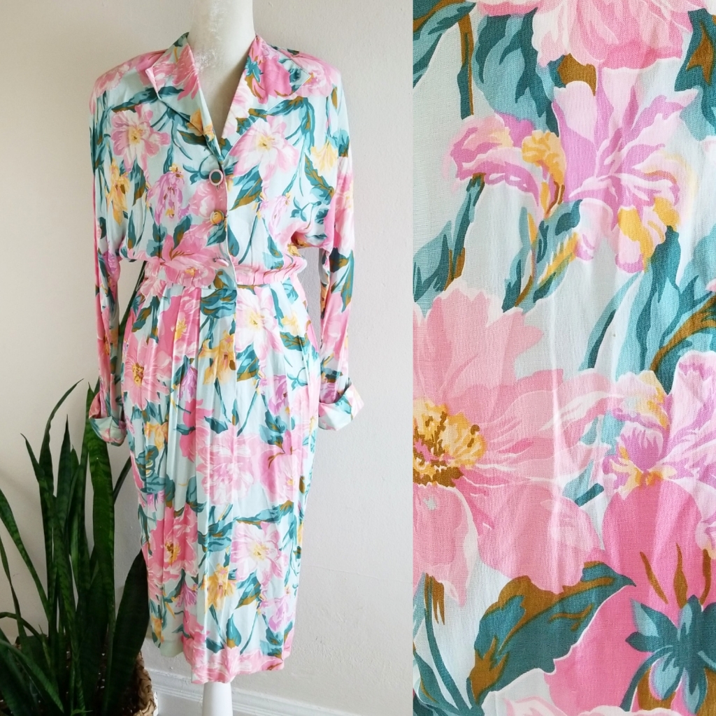 Vtg 80s Carole Little For Saint Tropez West Dress